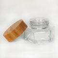 30ml Clear Small Glass Jar Glass Cosmetic Container for Cream with Wood Lid